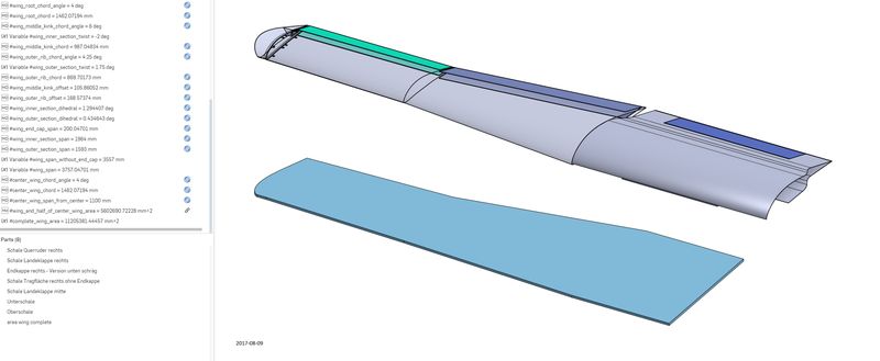 CAD-Auslegung der Tragflächengeometrie